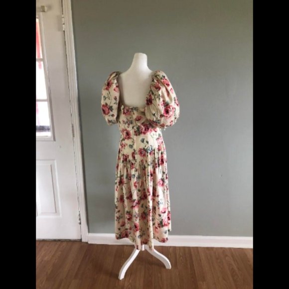 Vintage 1980s Cottagecore Puff sleeve Dress - Picture 2 of 5